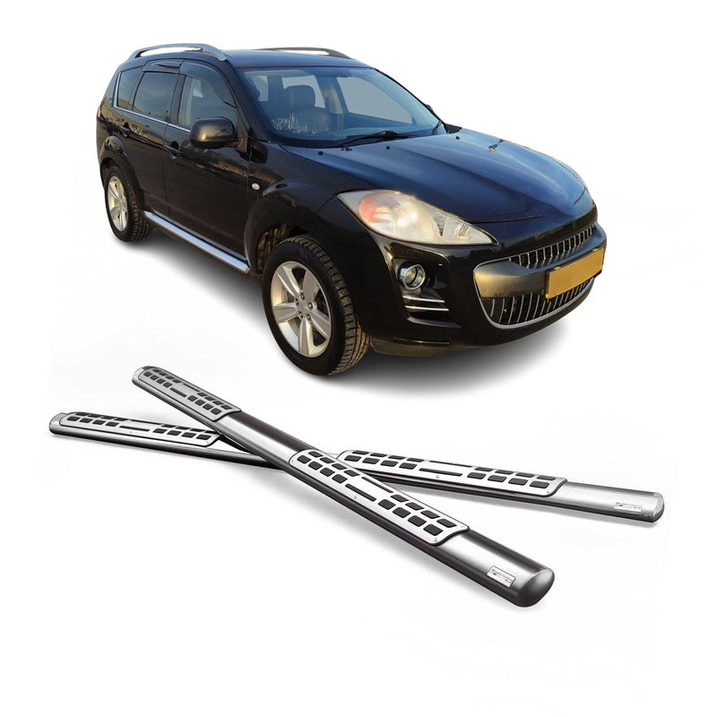 Marchepieds Latéraux pour Peugeot 4007 2008-2012 Acier Inoxydable Argent