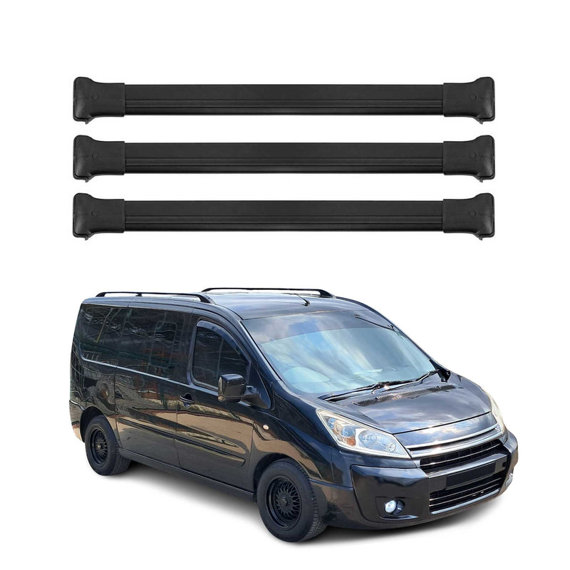 Barres de toit transversales pour Citroen Jumpy 2007-2016 Aluminium Noir 3 pcs