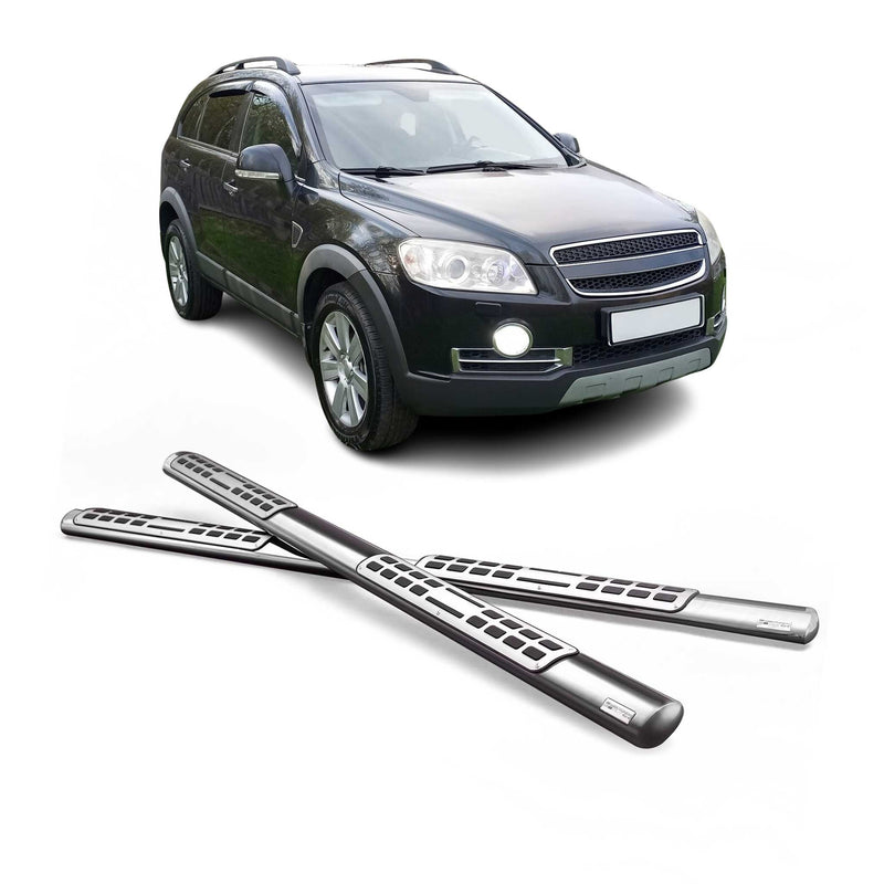Marchepieds Latéraux pour Chevrolet Captiva 2006-2010 Acier Inoxy Argent
