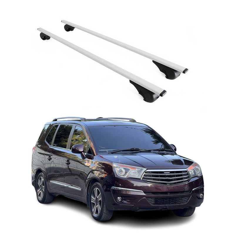 Barres de toit Transversales pour Ssangyong Rodius 2013-2024 Fer Argent