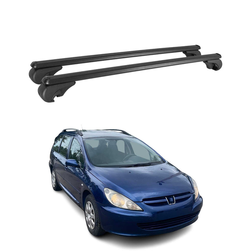 Barres de toit Transversales pour Peugeot 307 Break 2002-2008 Aluminium Noir