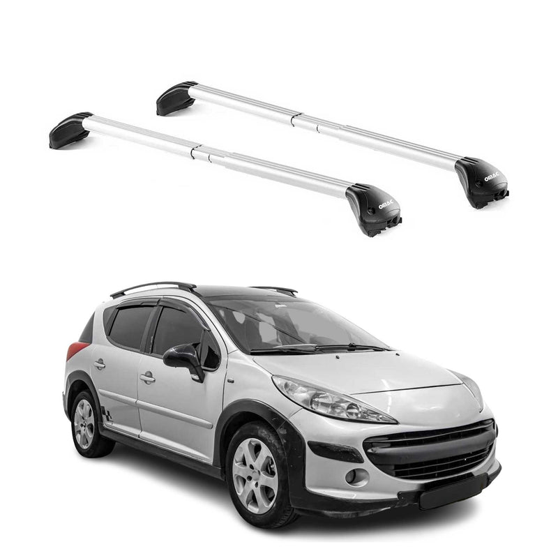 Barres de toit pour Peugeot 207 Wagon 2007-2013 5P Gris Argenté 2 pièces ABE