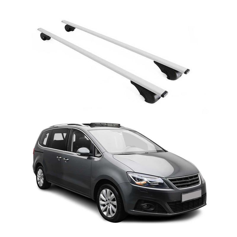 Barres de toit Transversales pour Seat Alhambra 2010-2021 Fer Argent