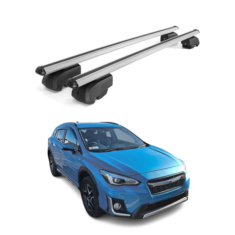 Barres de toit Transversales pour Subaru Crosstrek Hybrid 2019-2023 Alu Gris ABE