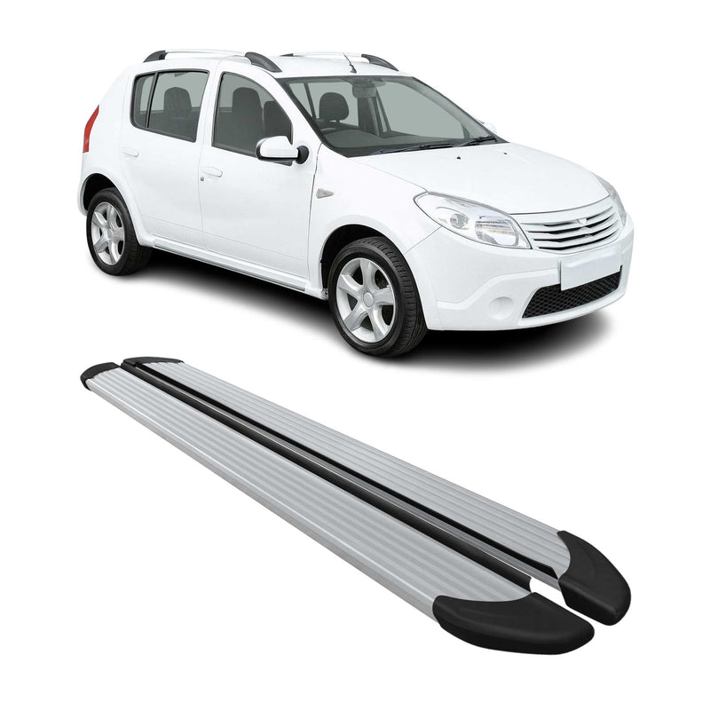 Marchepieds Latéraux pour Dacia Sandero Stepway 2007-2012 Aluminium Argent 2Pcs