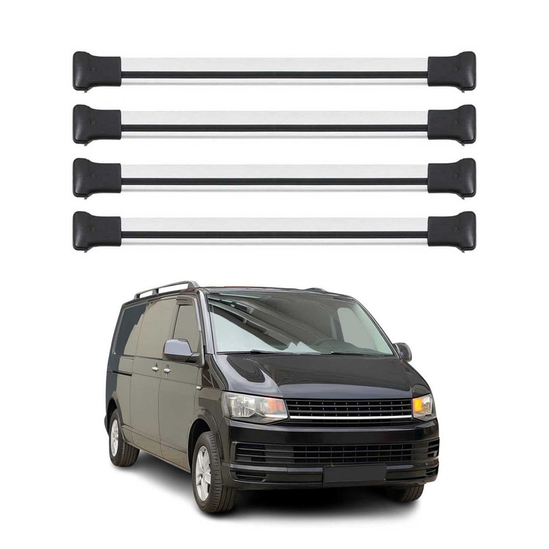 Barres de toit transversales pour VW T6 T6.1 Transporter 2015-2024 4pcs Alu gris