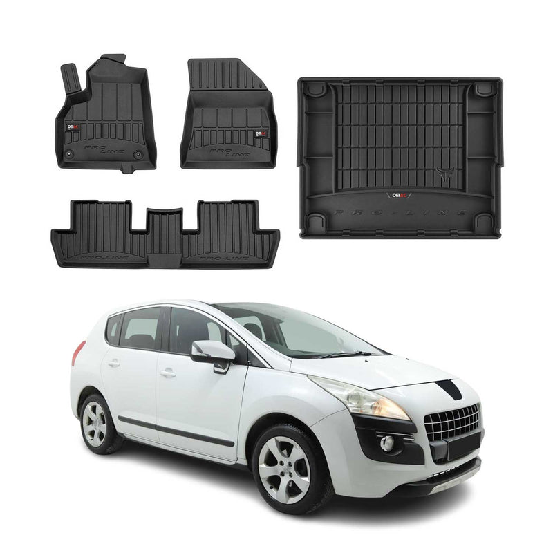 Kit Tapis de Sol et Coffre pour Peugeot 3008 2009-2016 TPE Noir