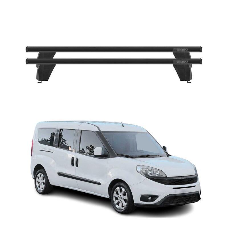 Menabo Barres de toit Transversales pour Fiat Doblo II 2010-2024 Noir ABE 2x