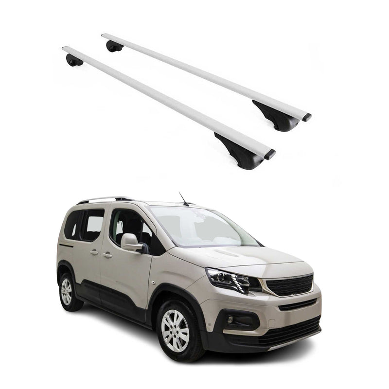 Barres de toit Transversales pour Peugeot Rifter 2019-2024 Fer Argent