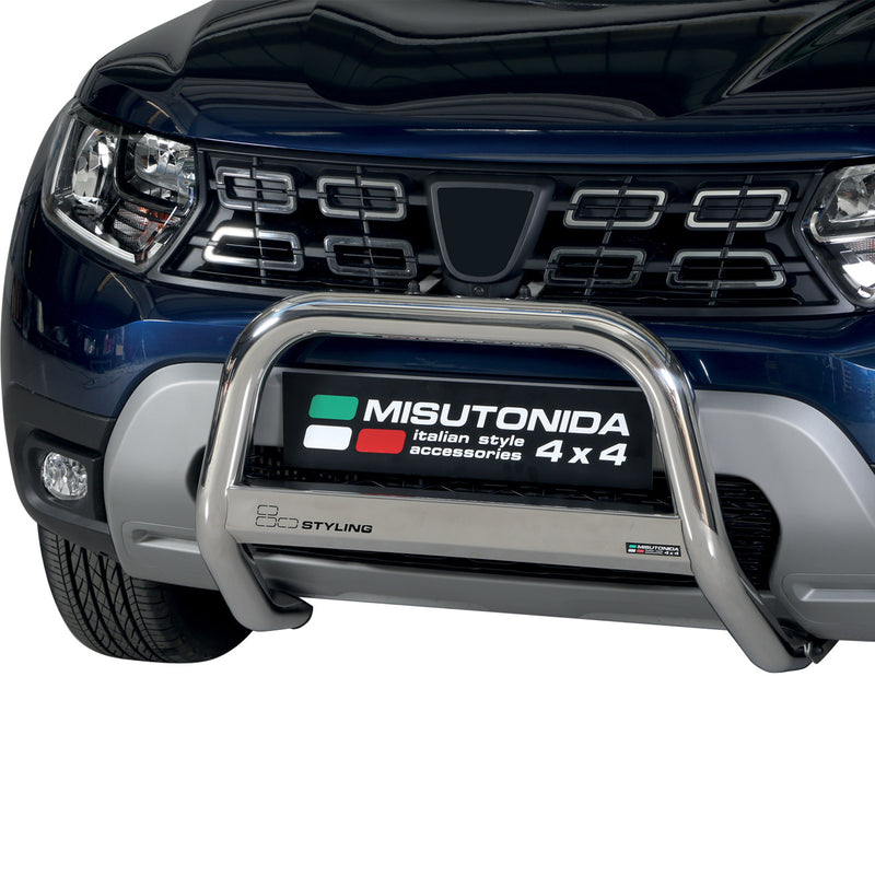 Pare-buffle Avant pour Dacia Duster 2020-2025 63mm en Acier Inoxydable Argent