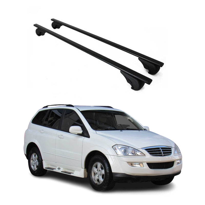 Barres de toit Transversales pour Ssangyong Kyron 2006-2011 Fer Noir