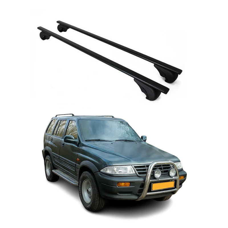 Barres de toit Transversales pour Ssangyong Musso 1993-2004 Fer Noir