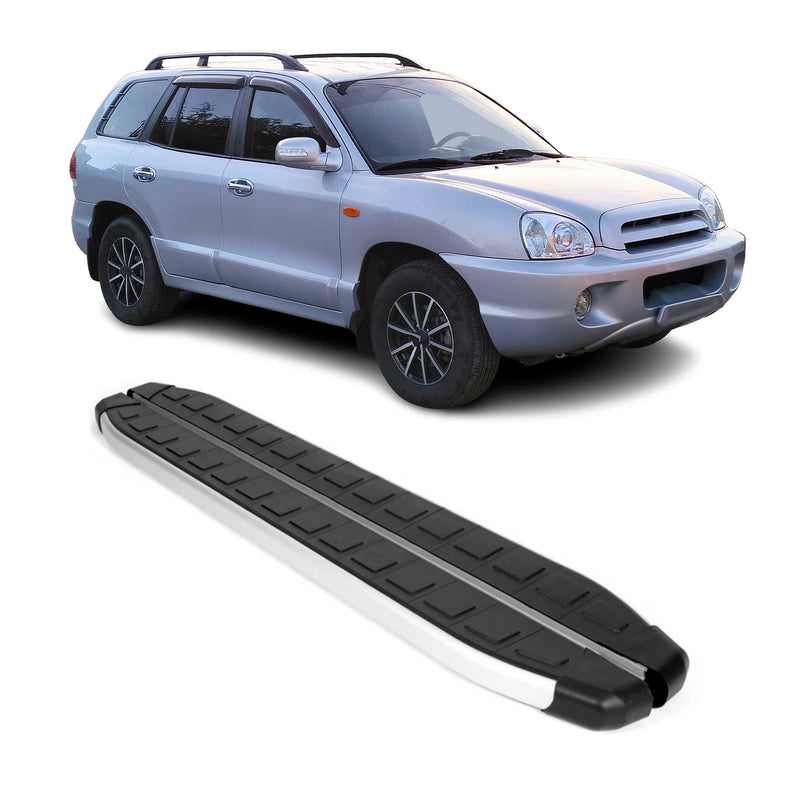 Marchepieds Latéraux pédale pour Hyundai Santa Fe 2006-2012 Alu Noir Gris 2Pcs