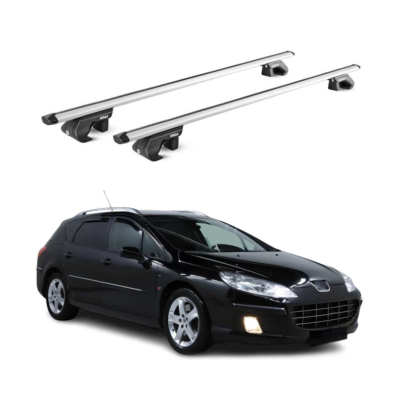 Barres de toit transversales ABE pour Peugeot 407 SW 2004-2012 5 P Alu Gris 2x