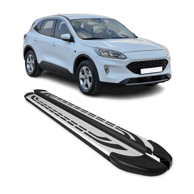 Marchepieds Latéraux pédale pour Ford Kuga 2019-2025 Aluminium Gris Noir 2x