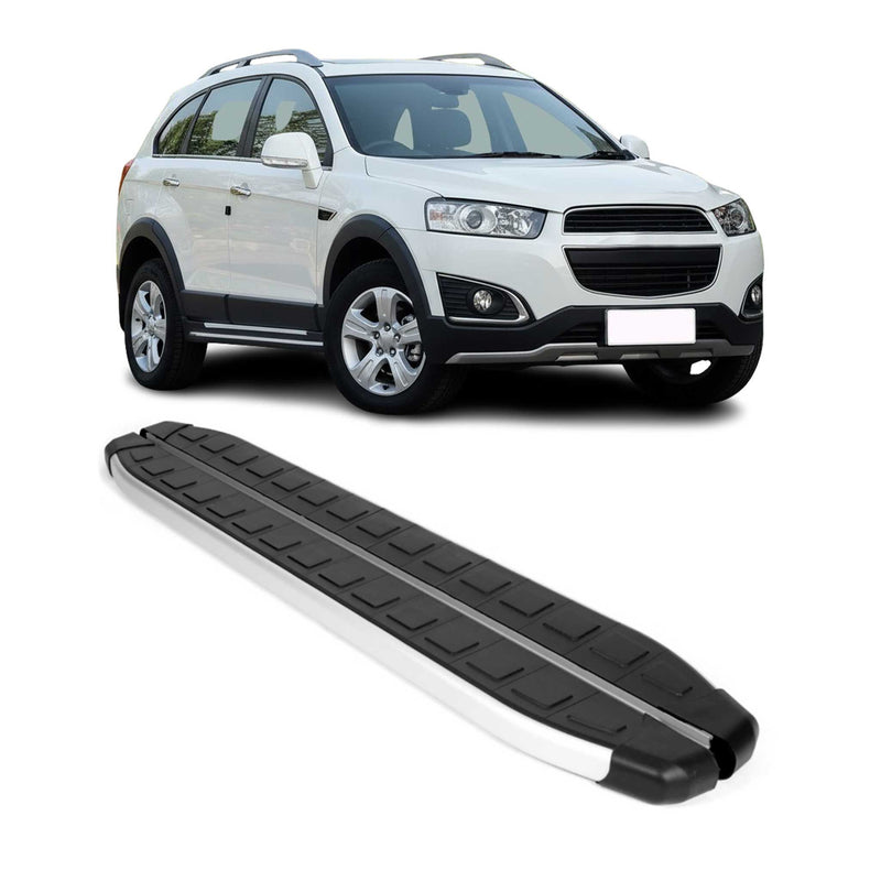 Marchepieds Latéraux pour Chevrolet Captiva 2016-2019 Alu Noir Gris 2Pcs