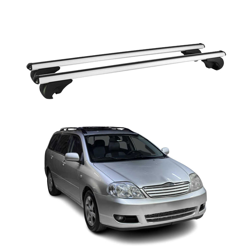 Barres de toit Transversales pour Toyota Corolla Break 2002-2007 Aluminium Gris