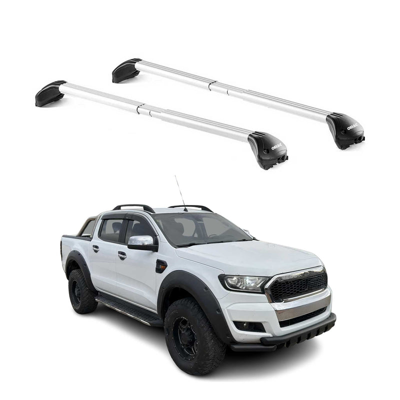Barres de toit transversales pour Ford Ranger 2012-2025 4P Gris Argenté 2x ABE