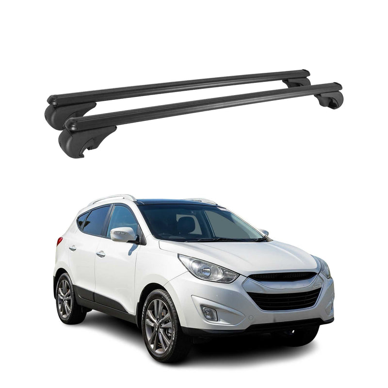 Barres de toit Transversales pour Hyundai IX35 2010-2015 Aluminium Noir 2Pcs