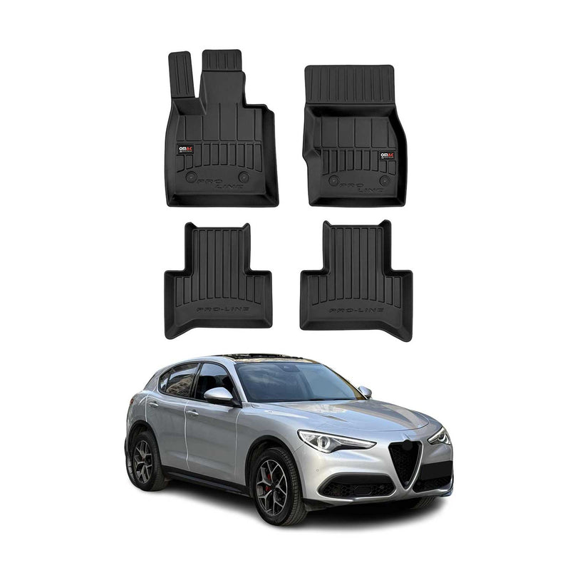 OMAC Tapis de sol caoutchouc pour Alfa Romeo Stelvio 2016-2025 Noir Premium