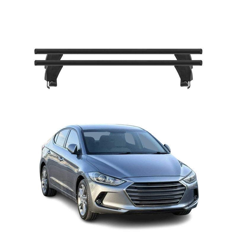 Menabo Barres de toit Transversales pour Hyundai Elantra VI 2016-2020 Alu Noir