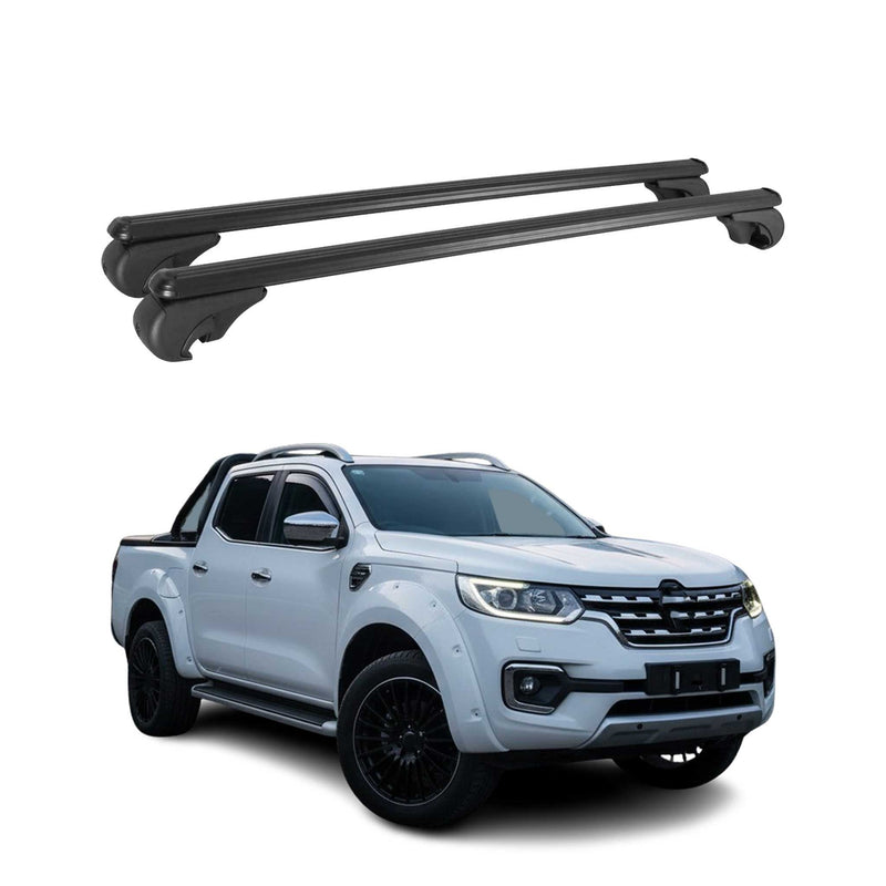 Barres de toit Transversales pour Renault Alaskan 2017-2024 Aluminium Noir