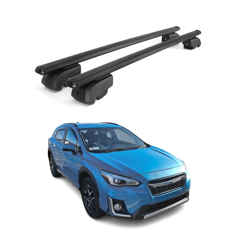 Barres de toit Transversales pour Subaru Crosstrek Hybrid 2019-2023 Alu Noir ABE
