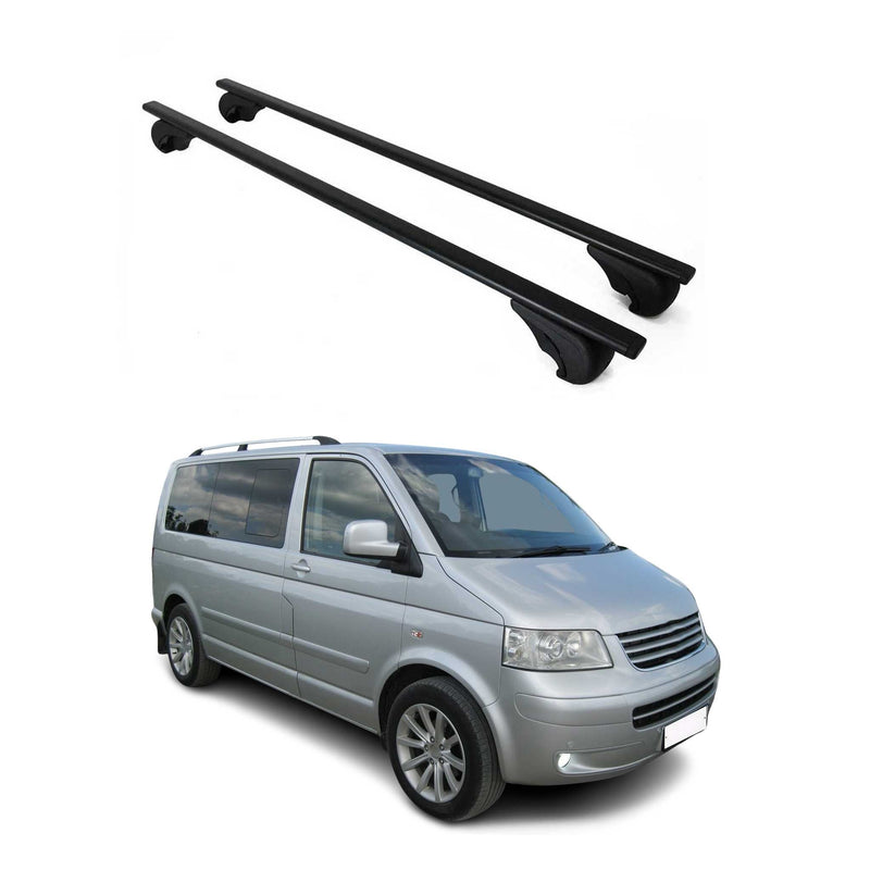 Barres de toit Transversales pour VW Multivan T5 T6 Caravelle Fer Noir