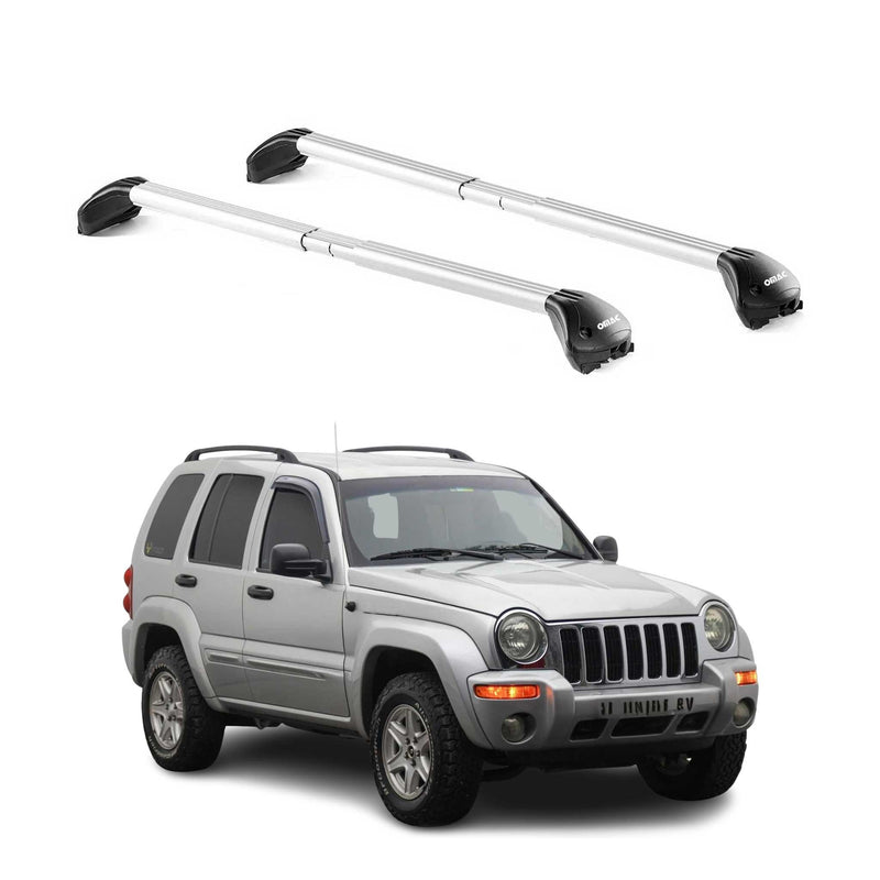 Barres de toit pour Jeep Cherokee KJ 2001-2008 5P Gris Argenté 2 pièces ABE