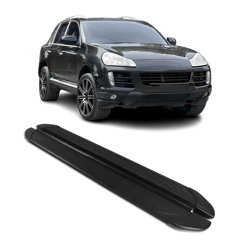 Marchepieds Latéraux pédale pour Porsche Cayenne 2003-2010 2Pcs Aluminium Noir
