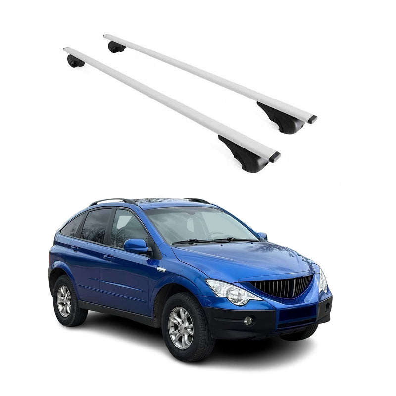 Barres de toit Transversales pour Ssangyong Actyon 2006-2011 Fer Argent