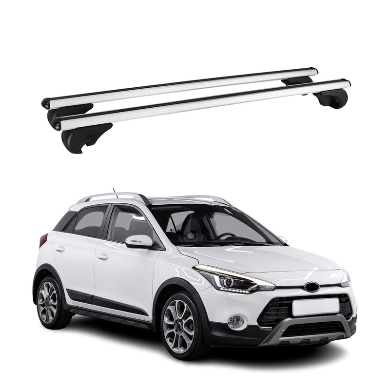 Barres de toit Transversales pour Hyundai i20 2014-2020 Aluminium Argent