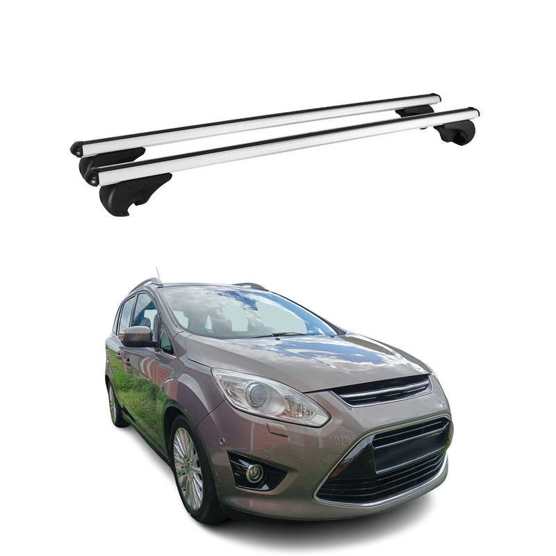 Barres de toit Transversales pour Ford Grand C-Max 2010-2021 Aluminium Argent