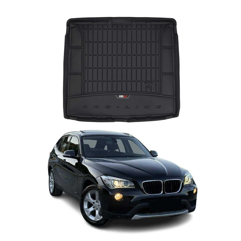 OMAC Tapis de coffre caoutchouc pour BMW X1 E84 2009-2015 Noir Premium