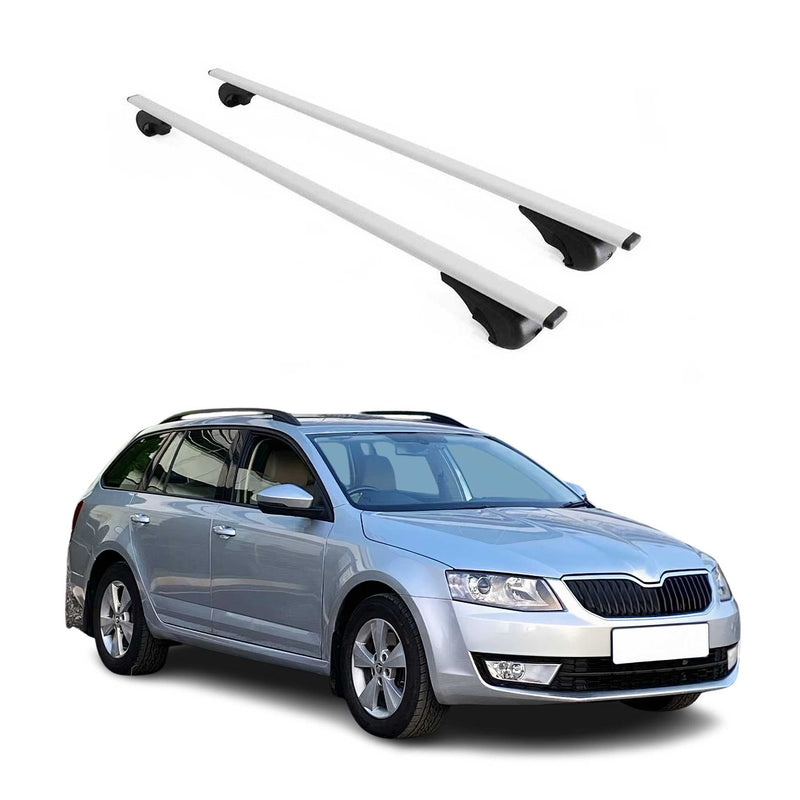 Barres de toit Transversales pour Skoda Octavia Break 2012-2019 Fer Argent