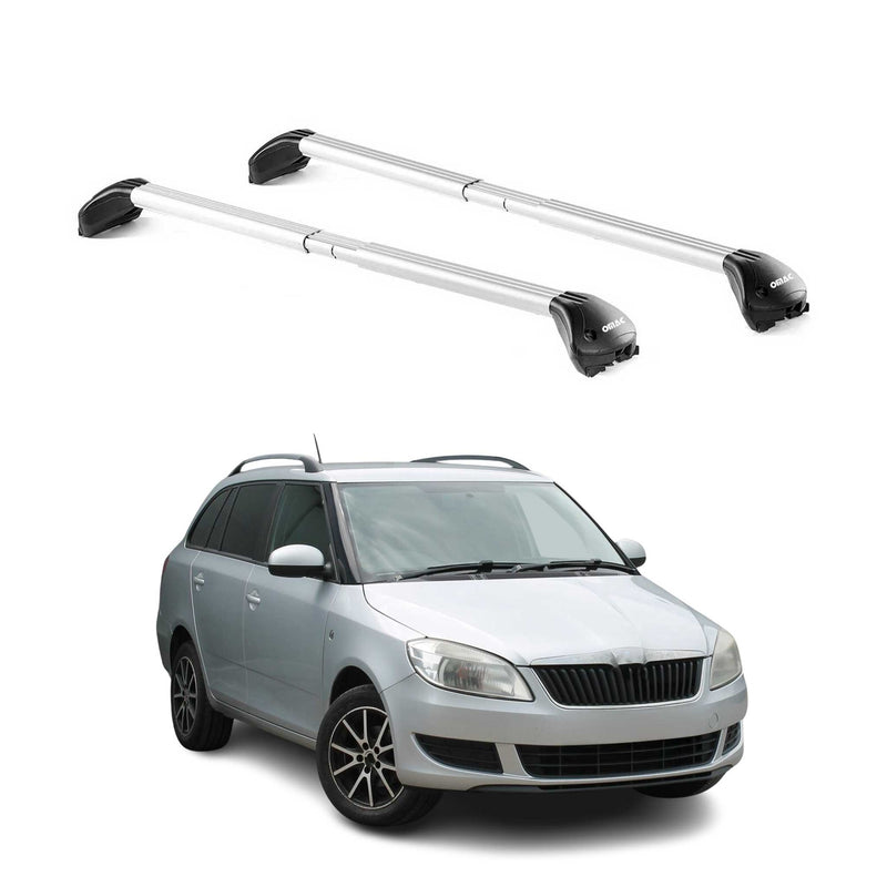 Barres de toit pour Skoda Fabia Scout 5J 2009-2014 Gris Argenté 2 pièces ABE