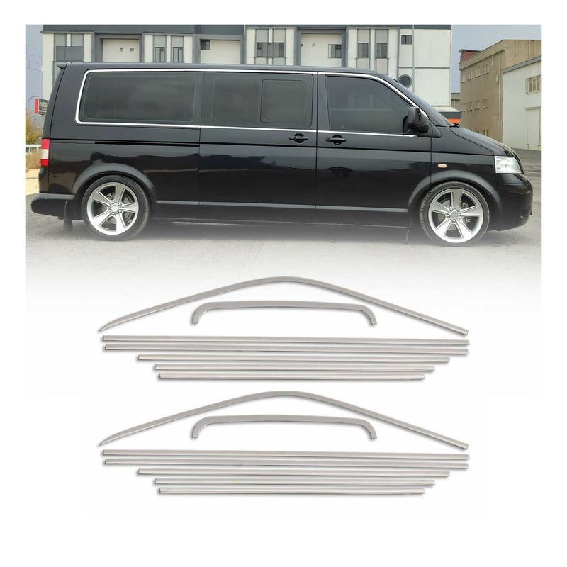 Garniture de Fenêtre pour VW Transporter T5 L1 2003-2015 Acier Inox 14Pcs