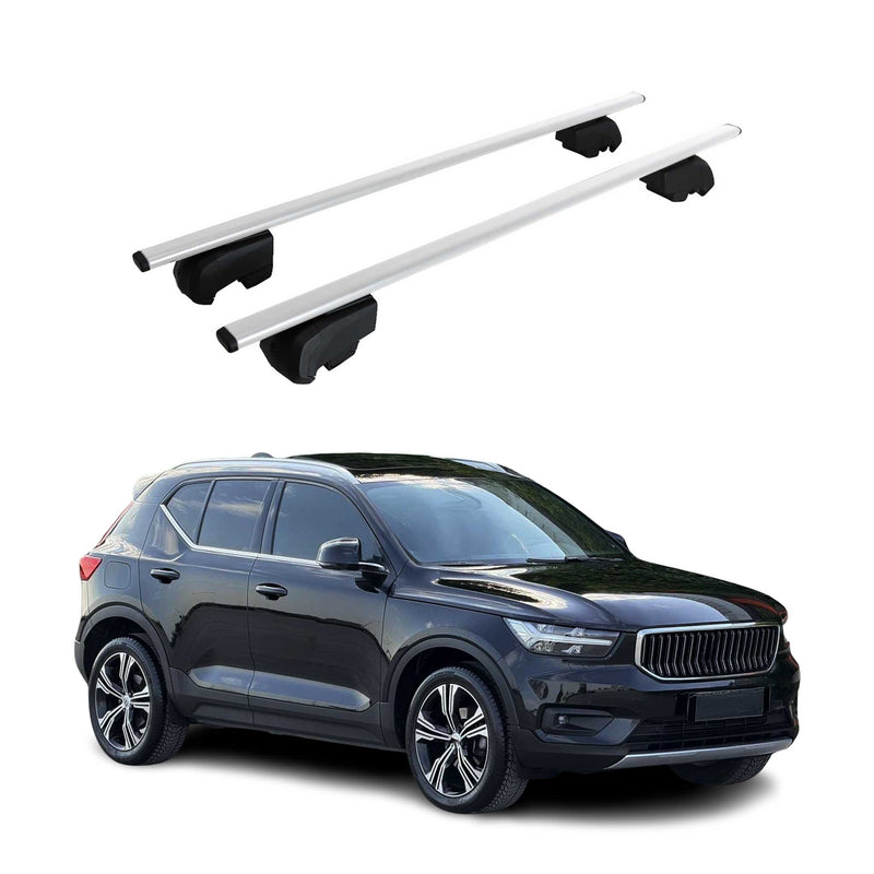 Barres de toit Transversales pour Volvo XC40 2017-2023 Fer Argent ABE