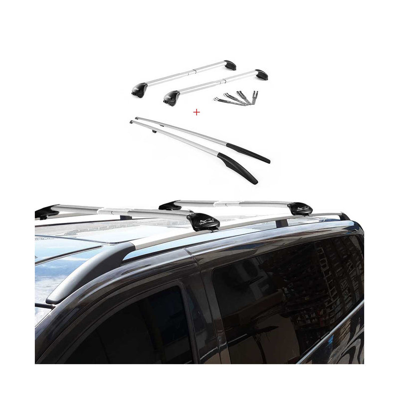 KIT Barres de toit trans+long pour Subaru XV 2012-2018 Alu Gris 4x