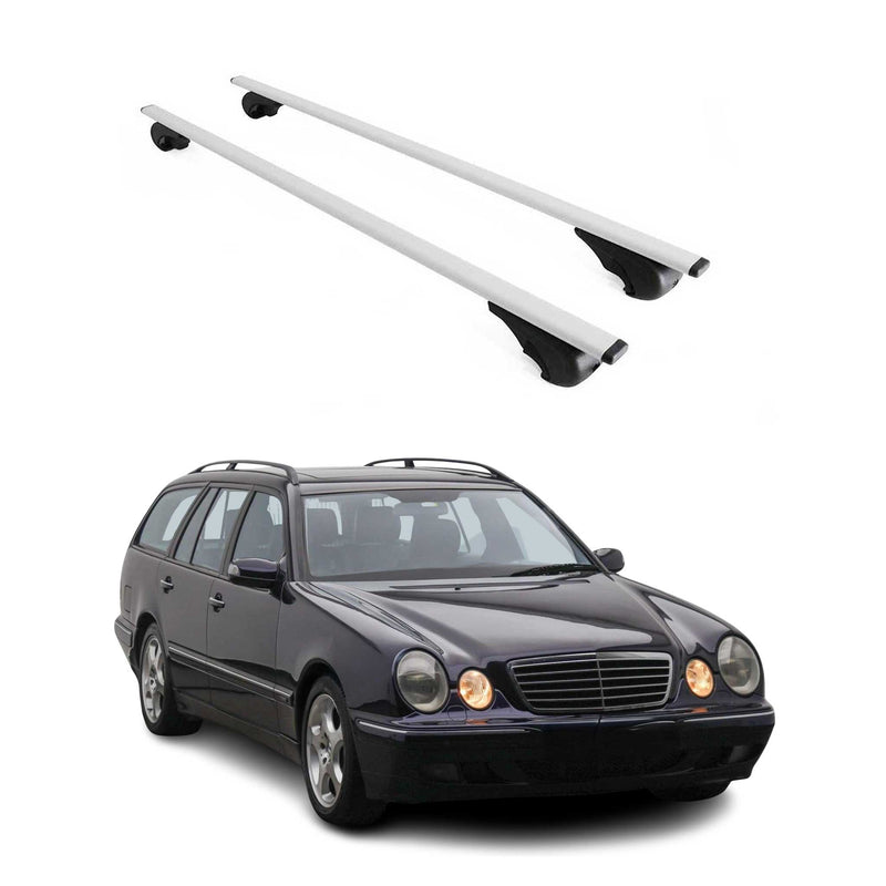 Barres de toit Transversales pour Mercedes Classe E S210 1996-2003 Fer Argent