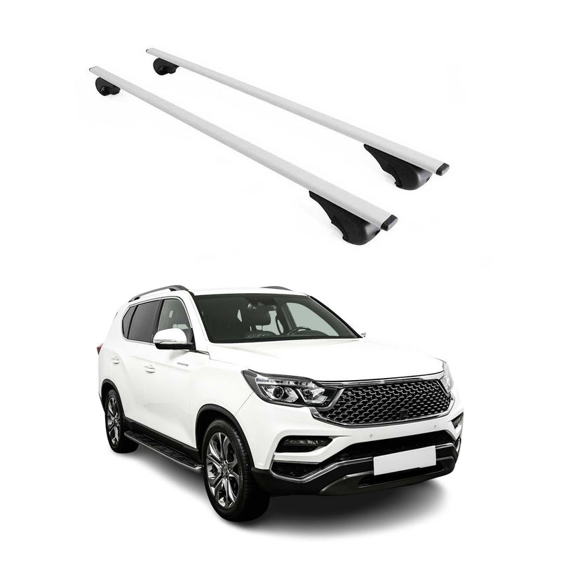 Barres de toit Transversales pour Ssangyong Rexton Y400 2017-2021 Fer Argent