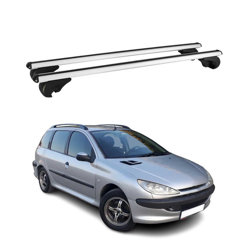 Barres de toit Transversales pour Peugeot 206 Break 2002-2007 Aluminium Argent