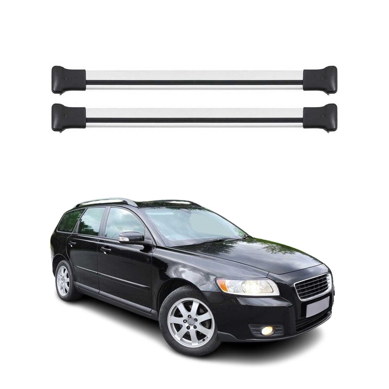 Barres de toit transversales pour Volvo V50 2004-2012 Aluminium Gris