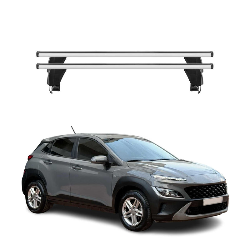 Menabo Barres de toit Transversales pour Hyundai Kona 2017-2025 Gris ABE 2x
