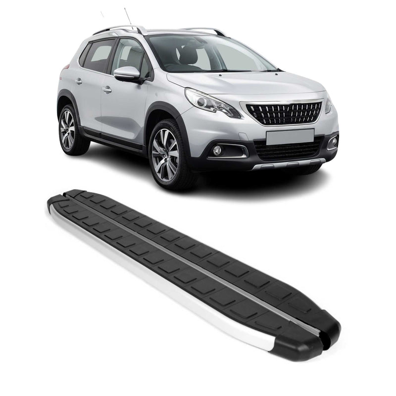 Marchepieds Latéraux pour Peugeot 2008 2017-2019 Aluminium Noir Gris 2Pcs