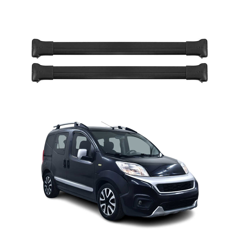 Barres de toit transversales pour Fiat Fiorino Qubo 2008-2019 Aluminium Noir