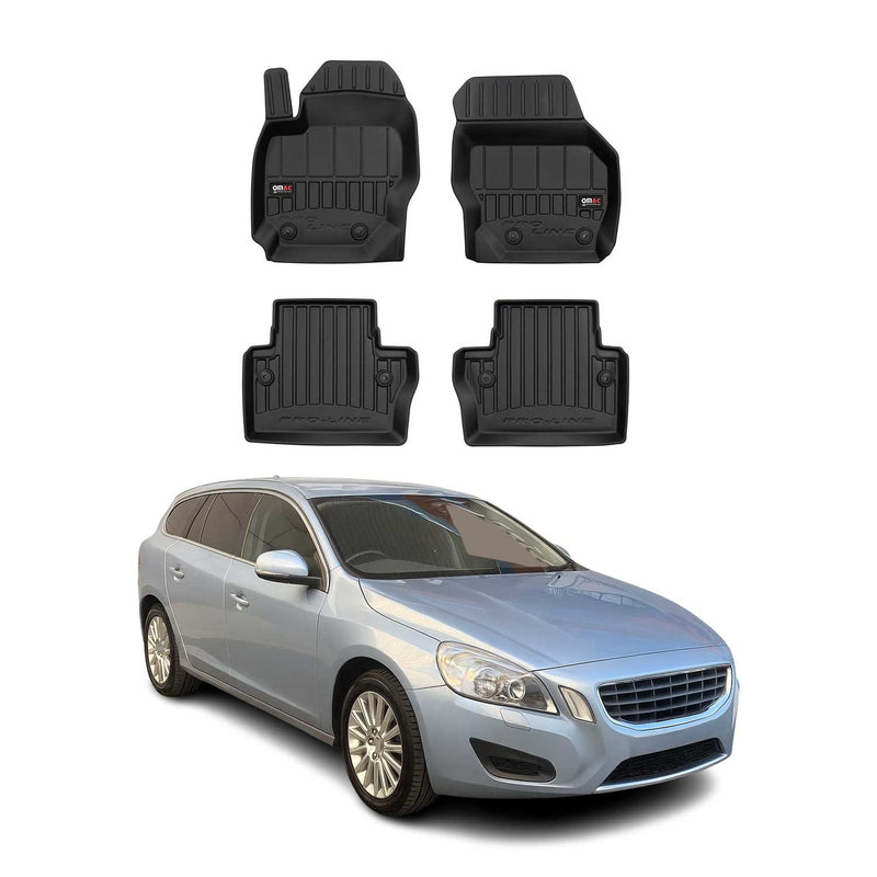 Tapis de sol Proline Premium pour Volvo V70 III 2007-2016 en TPE noir 4 pièces