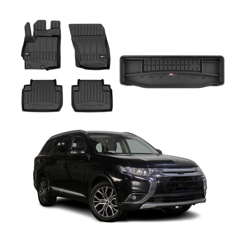Kit Tapis de Sol et Coffre pour Mitsubishi Outlander 2012-2015 en TPE Noir