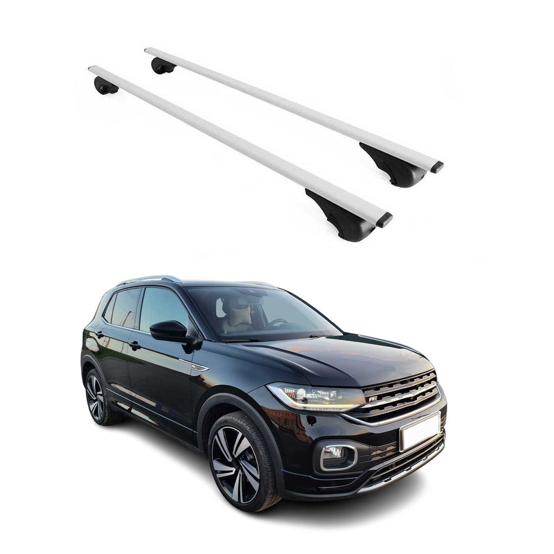 Barres de toit Transversales pour VW T-Cross 2018-2024 Fer Argent