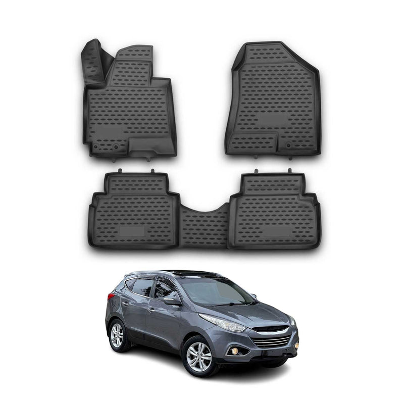 OMAC Tapis de sol pour Hyundai iX35 2009-2015 en caoutchouc Noir